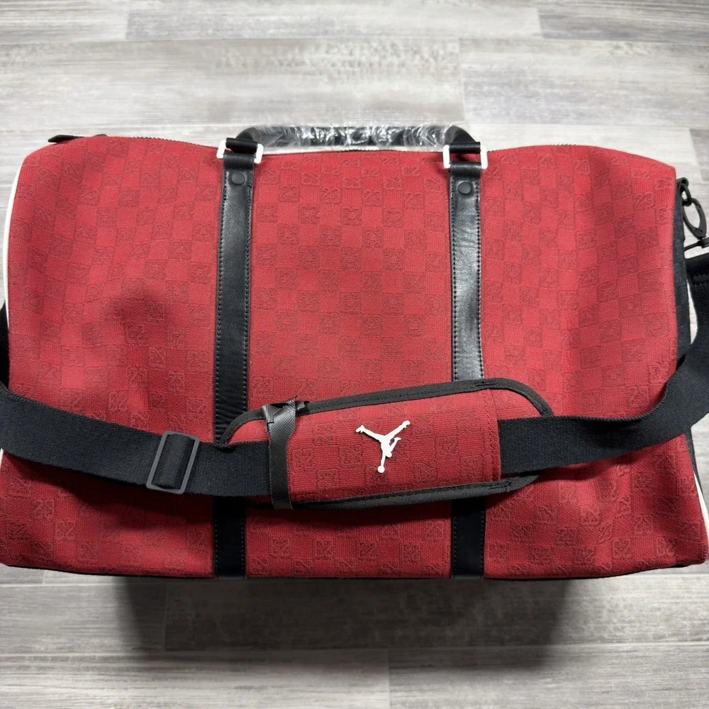 Jordan Nike Monogram Luxury Duffle Bag Varsity Red 40L Luggage Travel LM0759-H15